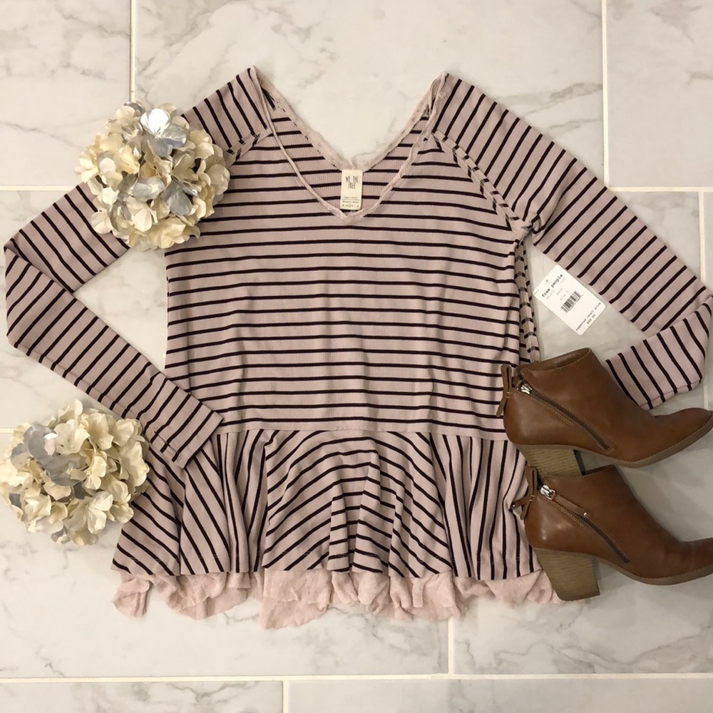 {Free People} NWT Dusty Rose Peplum Top